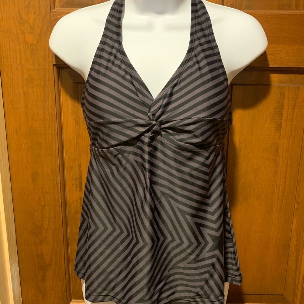 Converse One Star Tankini Swim Top, Size M Black/Grey
